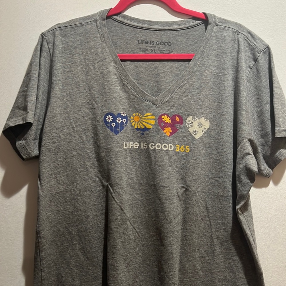 Life is good women’s crusher tee. Super soft and perfect for layering or alone.